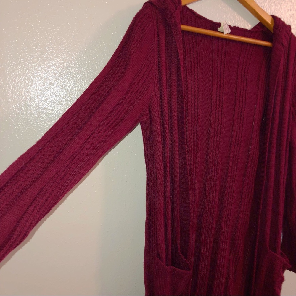 Long Knitted Maroon Cardigan